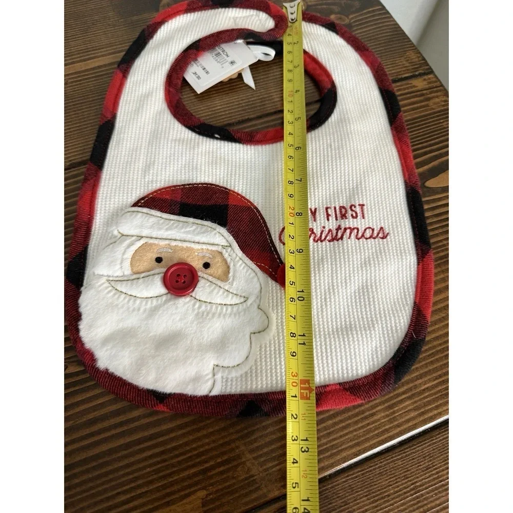 Mud Pie Baby's 1st Christmas Santa Embroidered Bib NWT